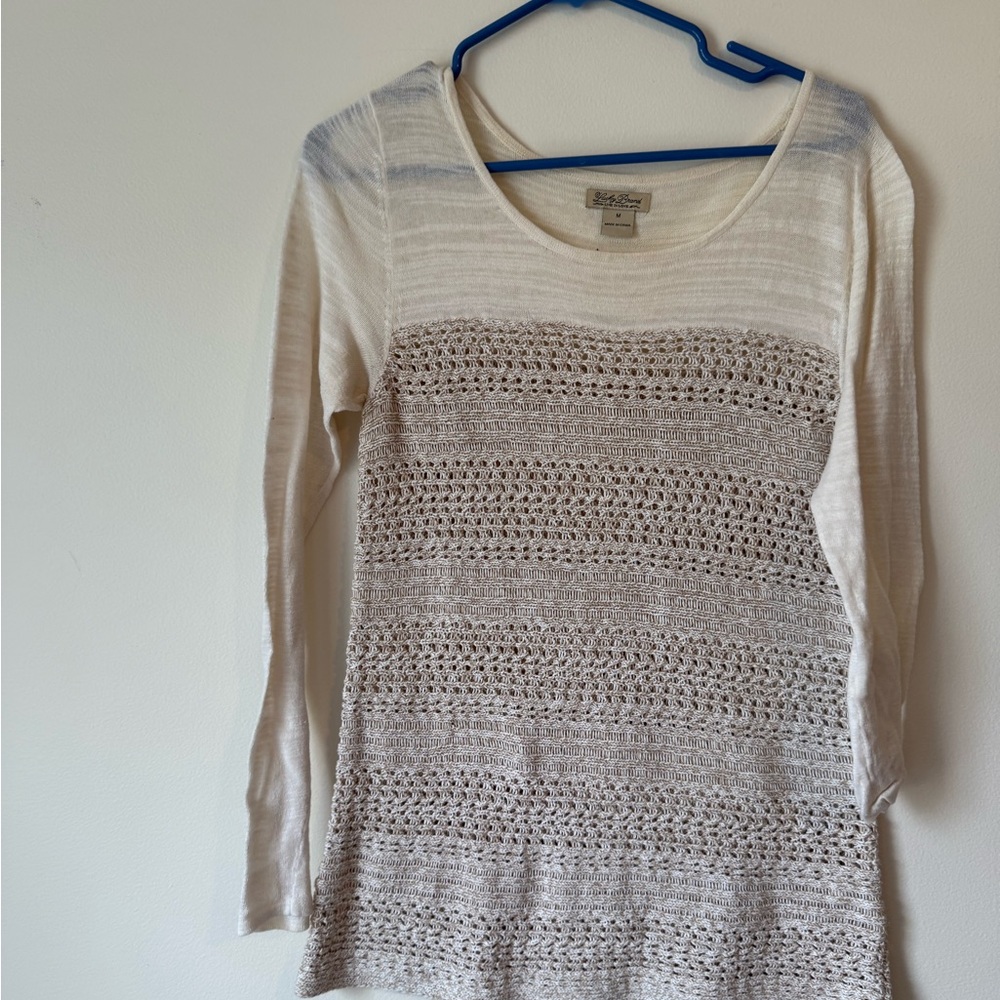 Lucky Brand Cream and Gray Sweater